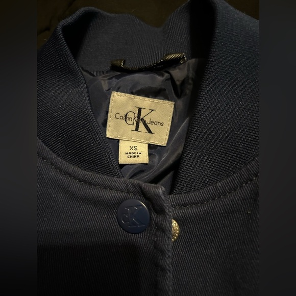 Calvin Klein Jeans Women's "CKJ" Jean Varsity Jacket X-Small, Ink Stone - Picture 3 of 7